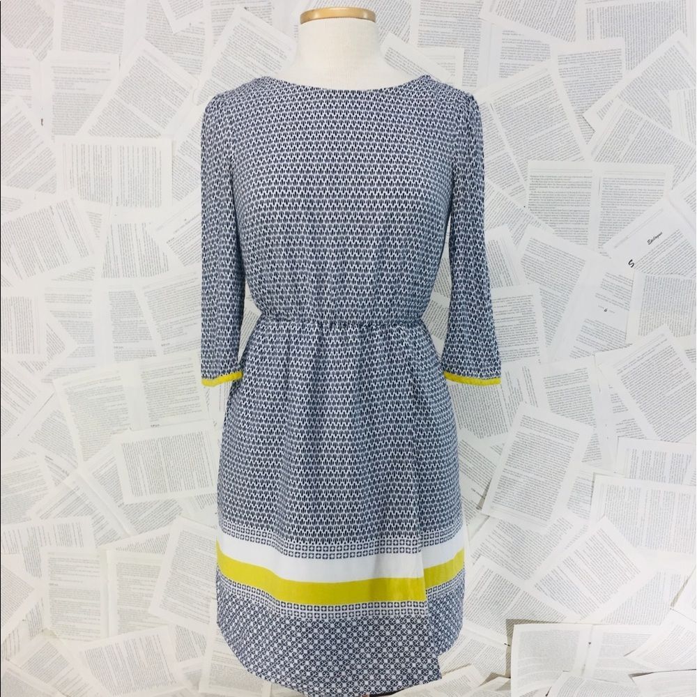 Boden Dress 3/4 Sleeve Geometric Stripe 4P